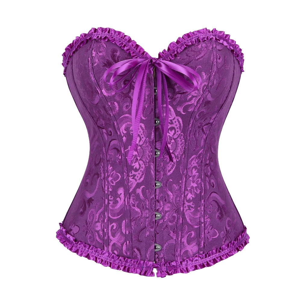 TEMU 1pc Women's Jacquard Court Corset, Front Button And Back Tie Adjustable, Suitable For Banquets And Balls