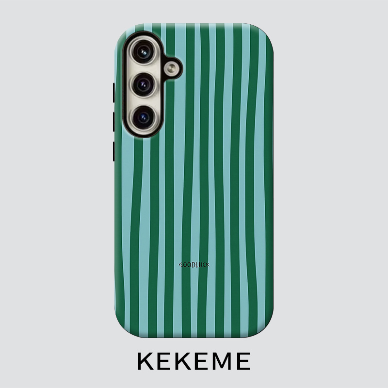 TEMU Phone Case - Kekeme Dark Green Vertical Stripe Film 2-in-1 Suitable For Galaxy S26 S25 S24 S23 S22 S21 S21+ S21 Fe Edge S20 A15 A16 A17 A23 A32