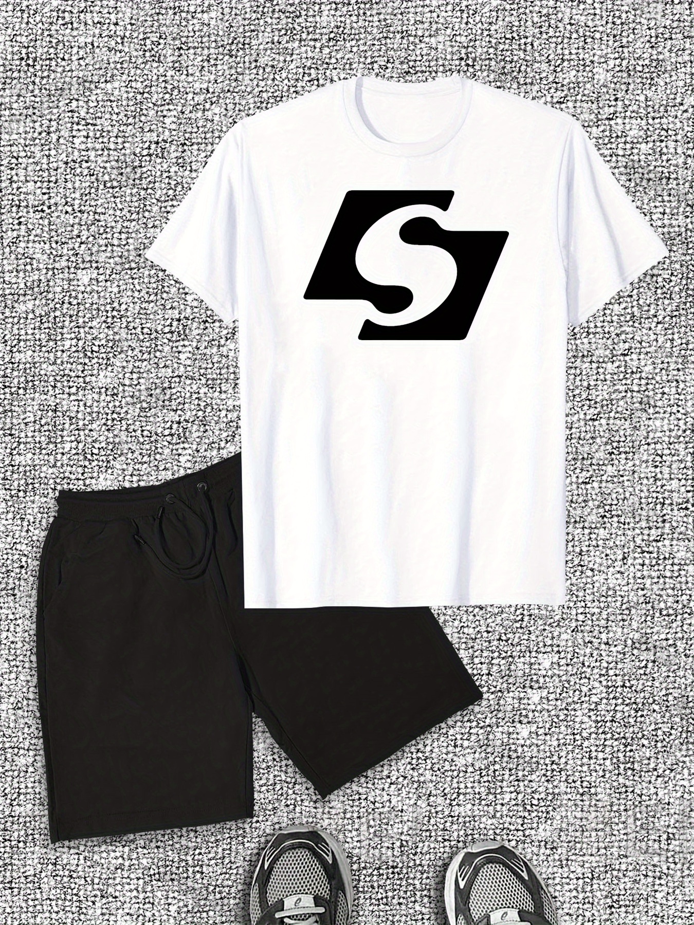 Men'S Casual Cotton T-Shirt & Shorts Set, Cotton, Crew Neck, Solid Color, Slight Stretch Fabric, Summer Lash Sets, Regular Fit, Casual Styl