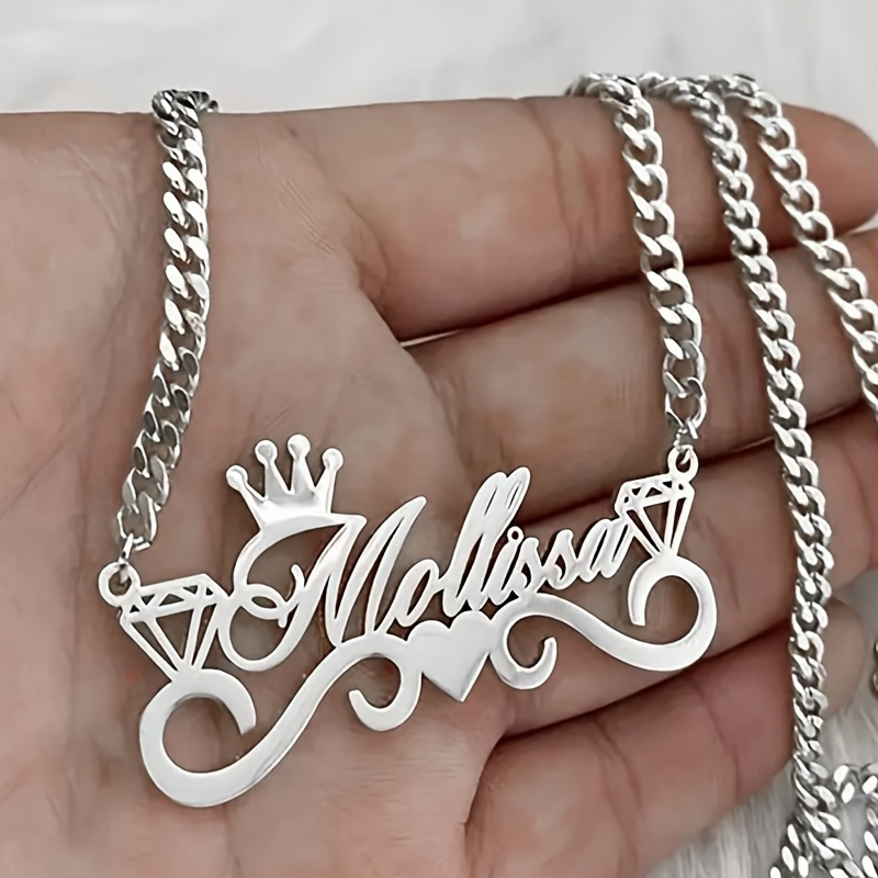 stainless steel name necklace heart pendant Temu United Arab