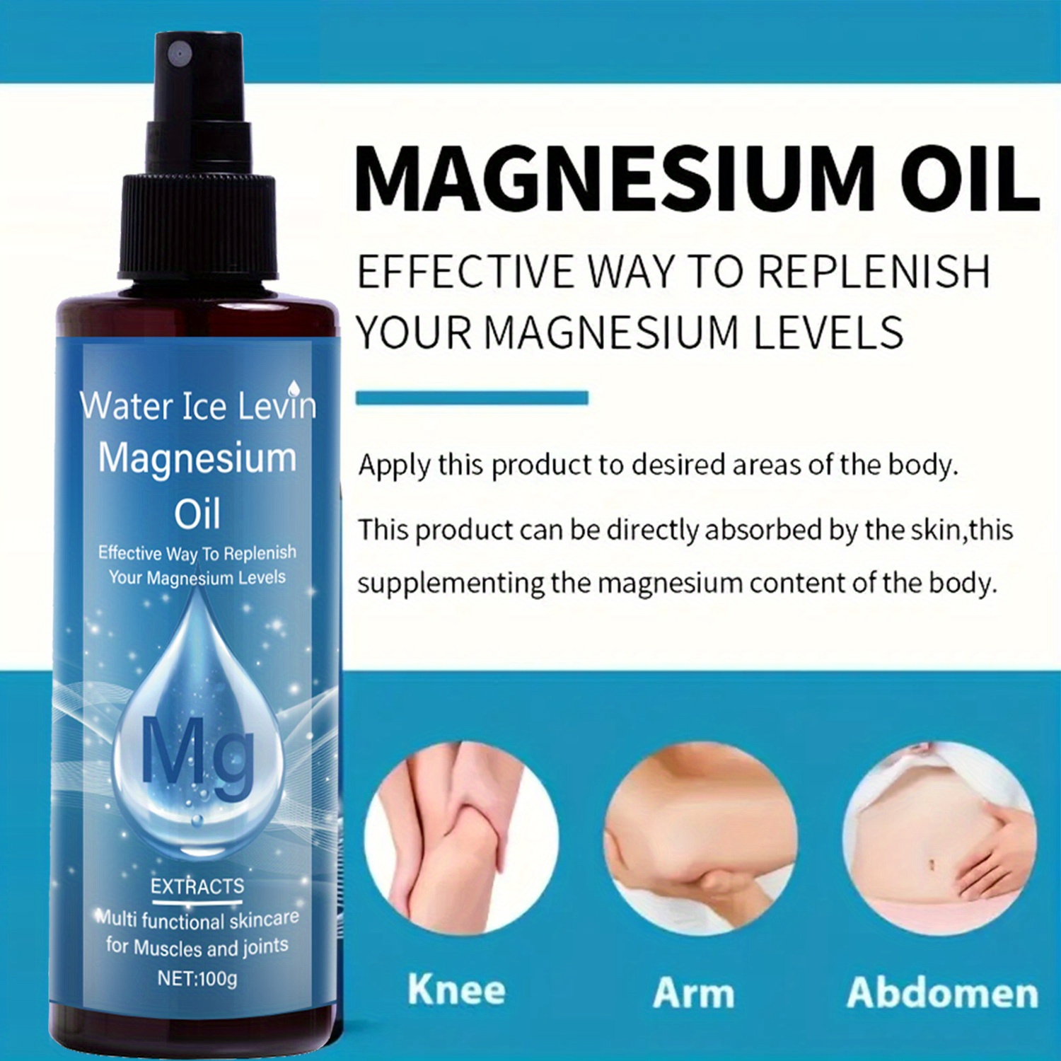 Magnesium Oil Designed for The Care of Muscles And Joints - Quickly Absorbed, Provides, Free from Alcohol And Fragrances, a Natural Solution Suitable for Athletes And Older Adults, for All Light Beige Skin Types