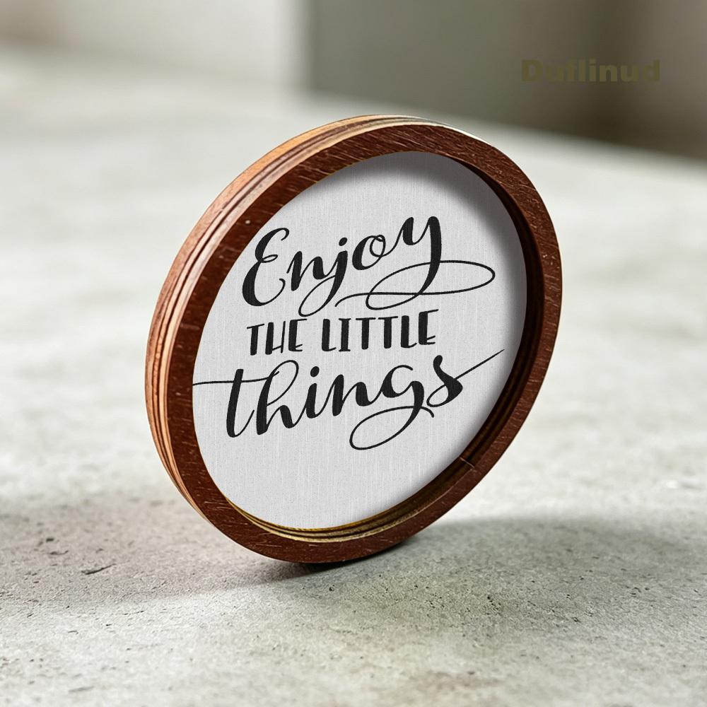 TEMU 1pc Wooden Fridge Magnet, Exquisite Font Design, Round Shape, Decorating Kitchen Refrigerator Door, Conveying Attitude, Ideal For Home Decor And