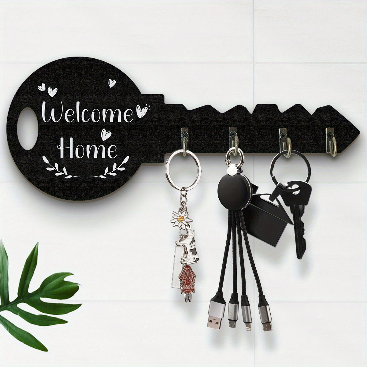 2d Flat Bohemian Style Rustic Wooden Key Holder With Shelf And Hooks - , Space- Wall Organizer For Keys, Coats, Etc. Suitable For Entryway, Kitchen, Office, Key Rack, 2d Flat