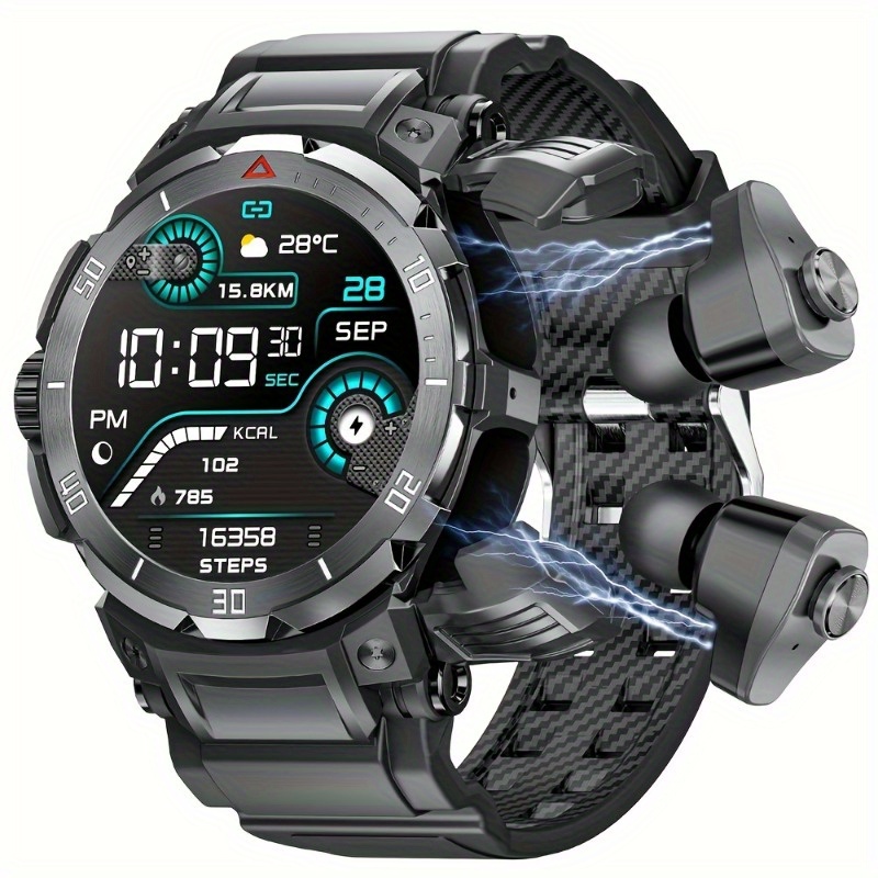 TEMU Smart Watch With Built-in Sports Earphones, 1.46-inch Hd Ips Touch Screen, 30-day , High Quality, Nfc Support For And Transportation,