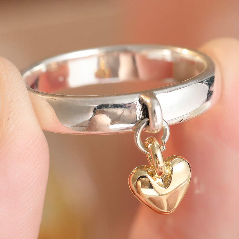 Women's Elegant Heart-Shaped Pendant Ring with K Plating