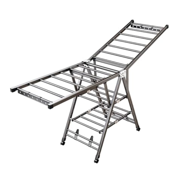 Clothing Rack On Wheels That Adjusted And Folded, Ideal For Drying Shoes, Featuring 3 Levels For For Home And Travel Purposes, Drying Racks
