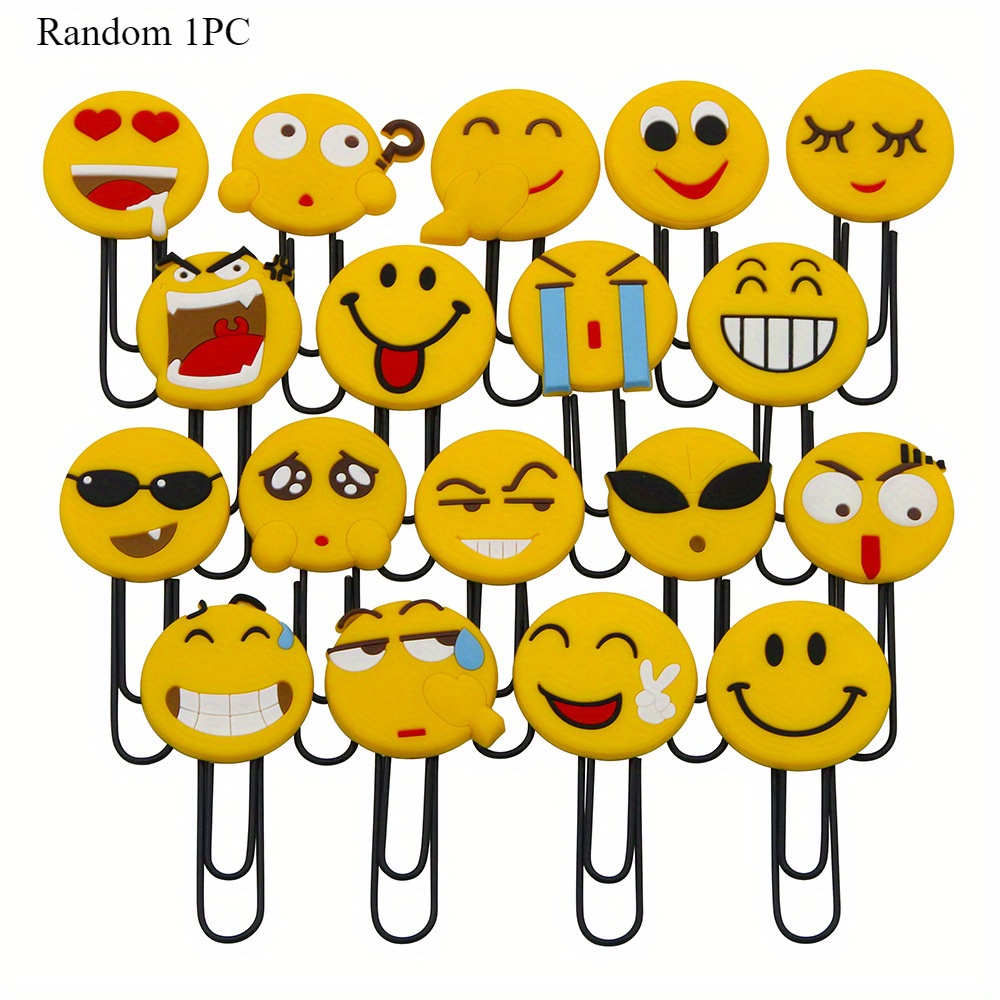 1pc Random Face Large Cartoon Pvc Soft Rubber Paperclip Bookmark, Creative Student Supplies Page Turning Bookmark