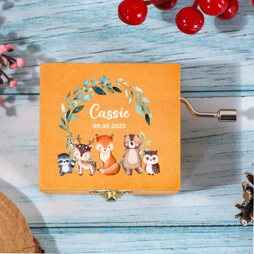 TEMU Caixa de de Madera Personalizada, Regalo de Recuerdo, Regalo para Baby Shower, Decoración de Guardería, Caixa Musical Navideña Grabada