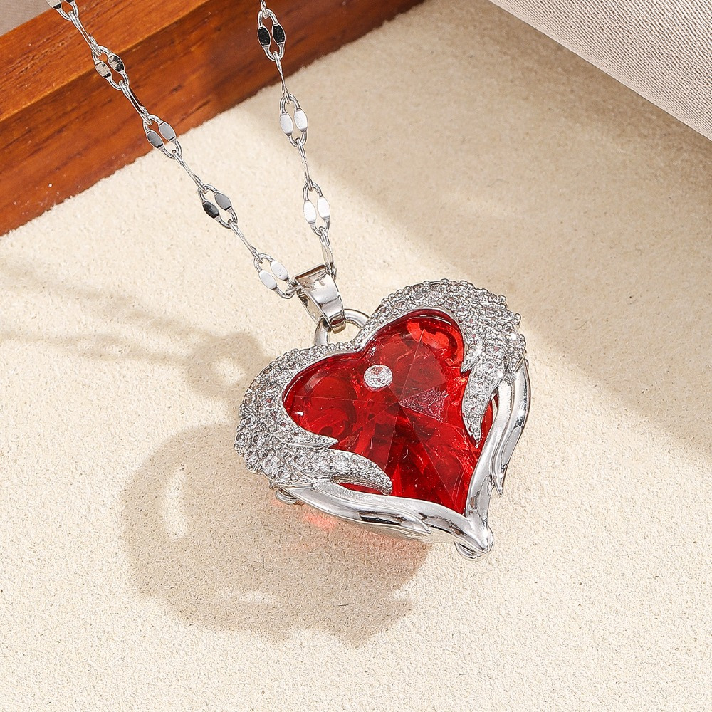 TEMU 1 pièce Collier pendentif de luxe Cœur Océan pour femme, Cadeau pour la Saint-Valentin/ des remises de diplômes/la rentrée scolaire