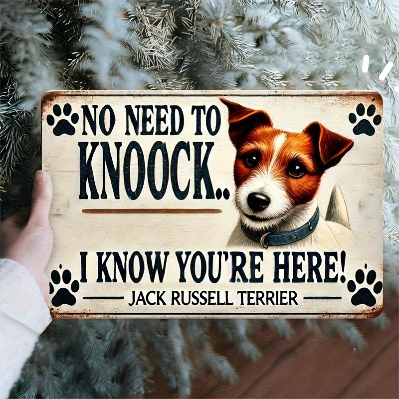TEMU 2d Flat, 2d Flat 1pc Terrier Vintage Aluminum Sign To Knock Humorous Wall Decor For Bars Cafes Backyard Farmhouses 20.32x30.48cm Aluminum