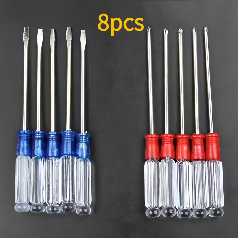TEMU 8pcs Precision Screwdriver Set, Mini Flathead Phillips Dual-use Repair Tools, Transparent Acrylic Handle, Sturdy And Durable, Suitable For