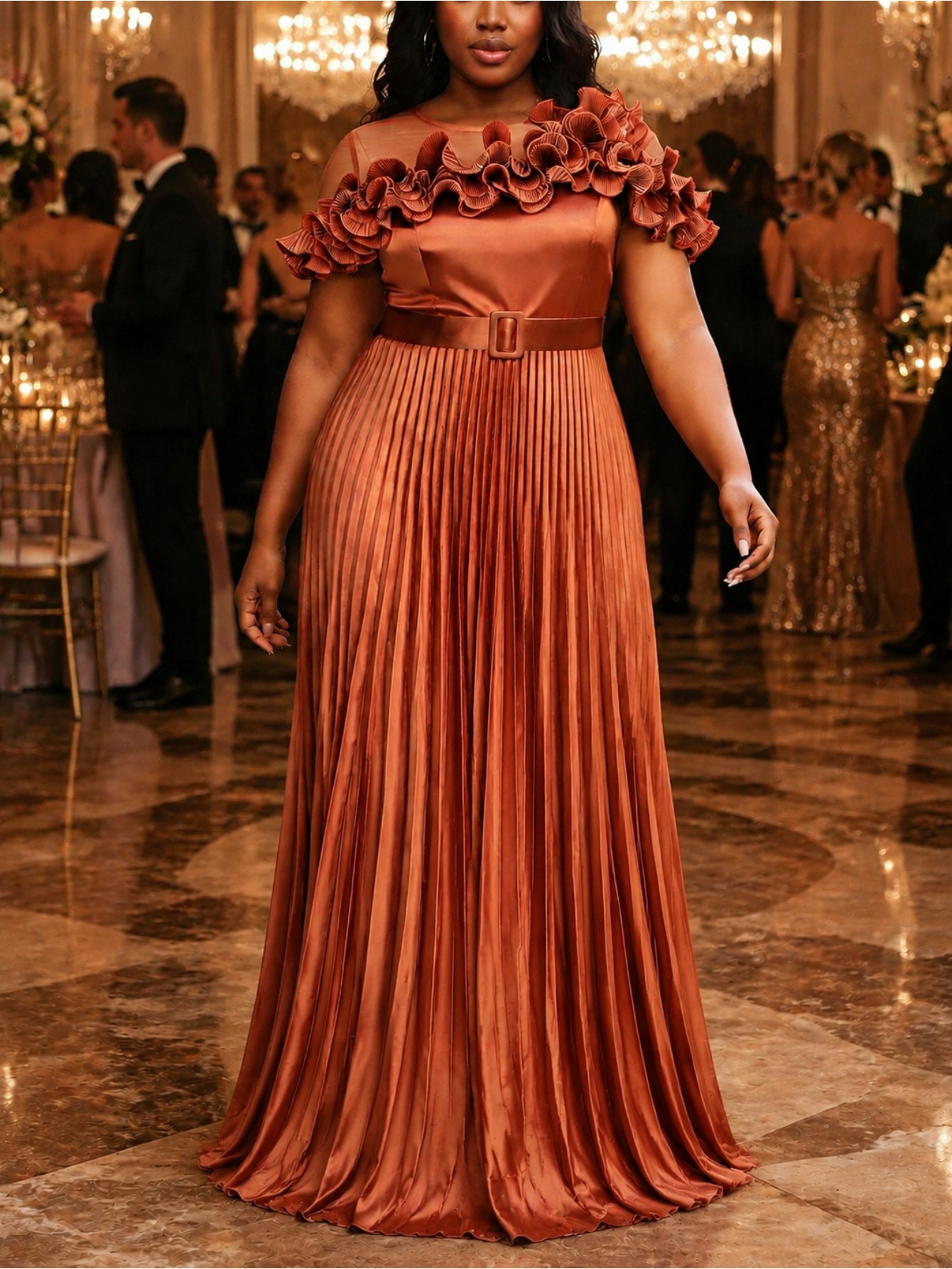 brown dress semi formal sold on Temu United States LowStock:43494640484403