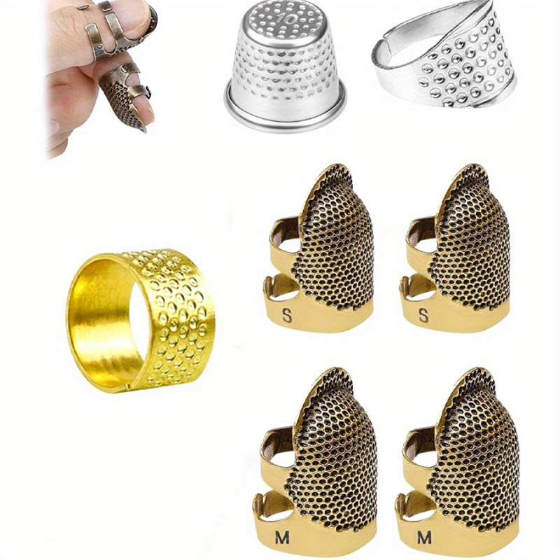 E-shop 7-teiliges Nähfingerhut-Set für Handnähen, Metall-Fingerprotektoren, zum Quilten und Sticken