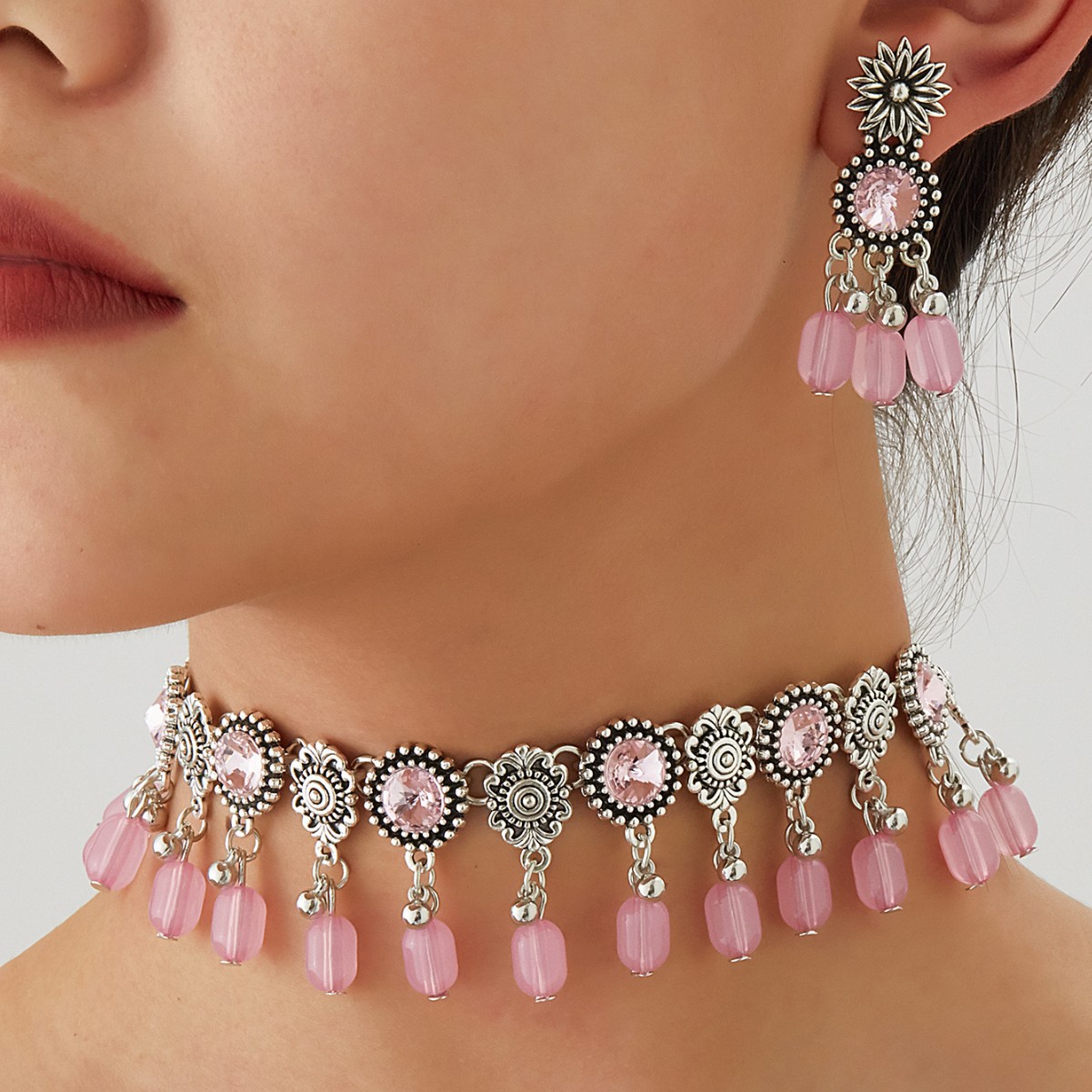 TEMU Set Of 3pcs Of Trendy Ethnic Jewelry Including A Retro Necklace And Earrings With An Exotic Design