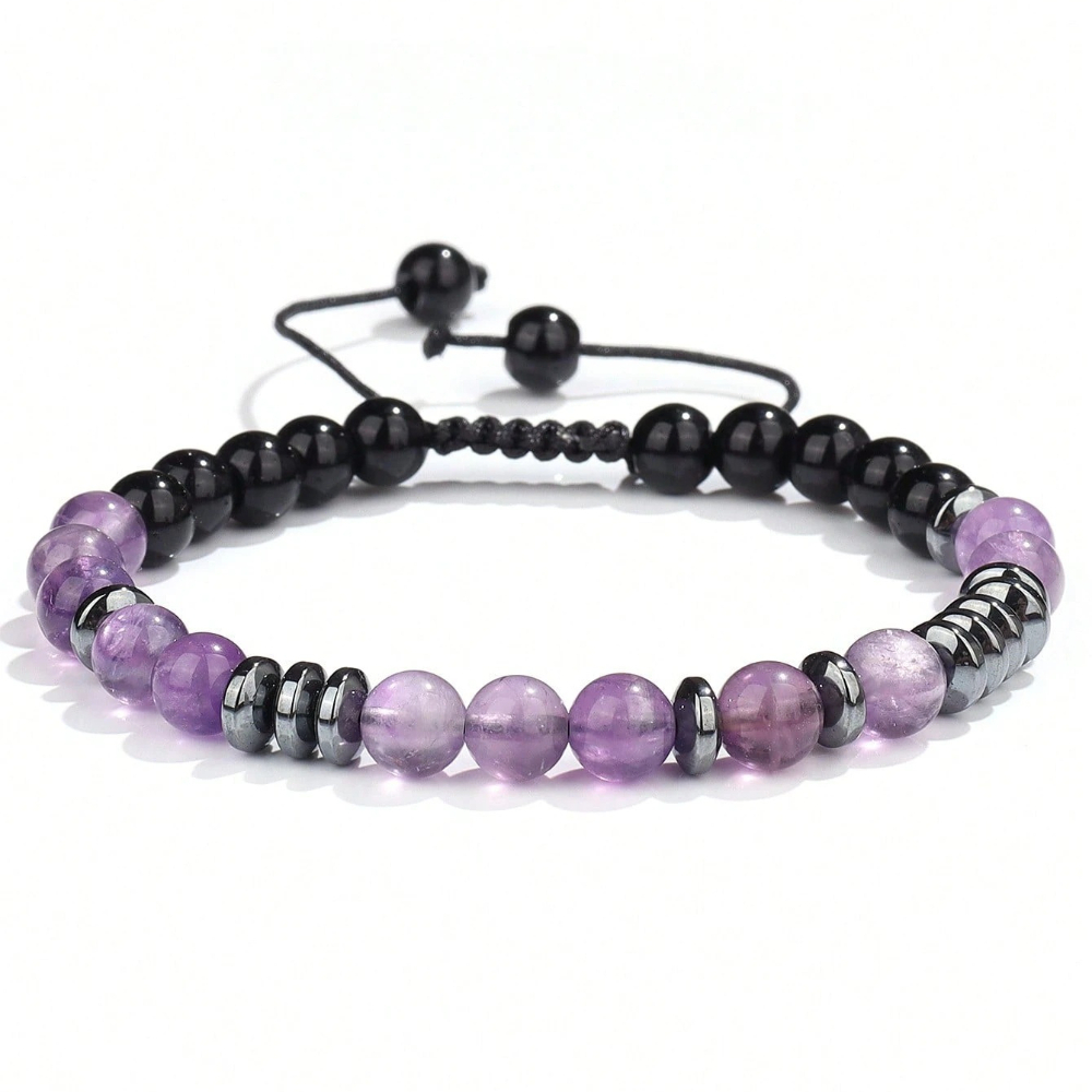 TEMU Bracelet 1 pièce avec perle ronde en naturelle d'hématite de la paix et nœud carré, et harmonie apaisantes, convient pour un port et cadeau,