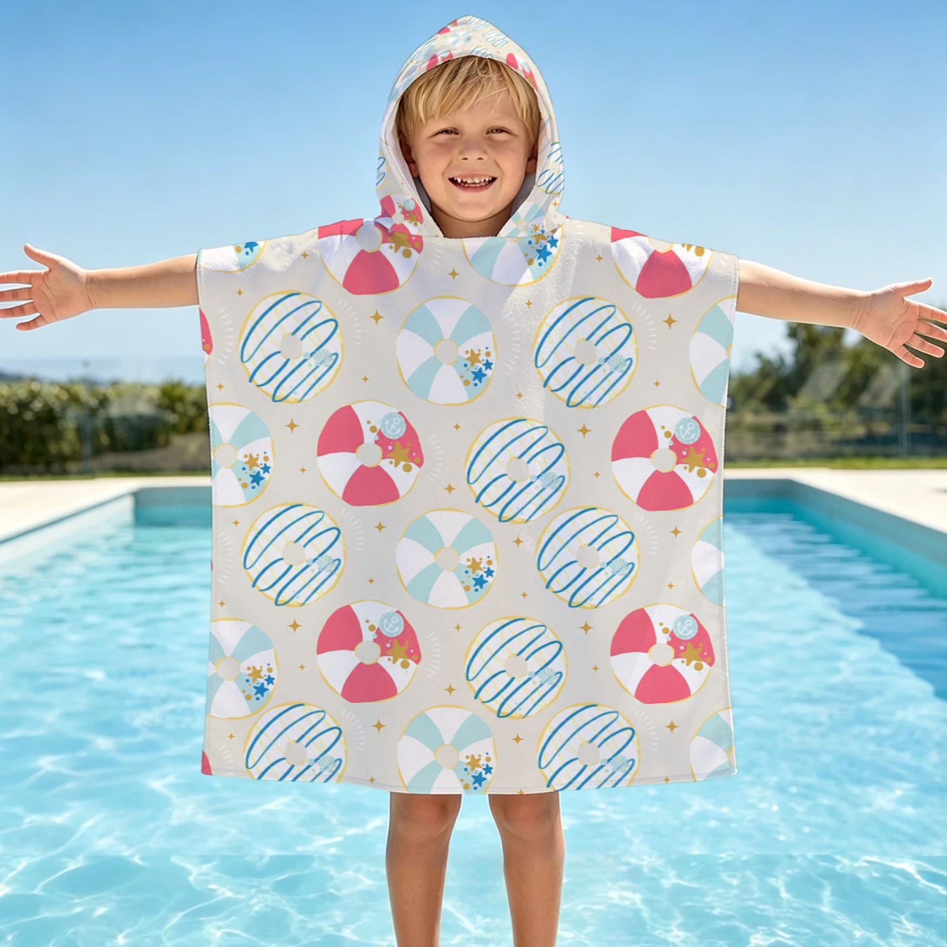 kids hooded beach towel sold on Temu United States