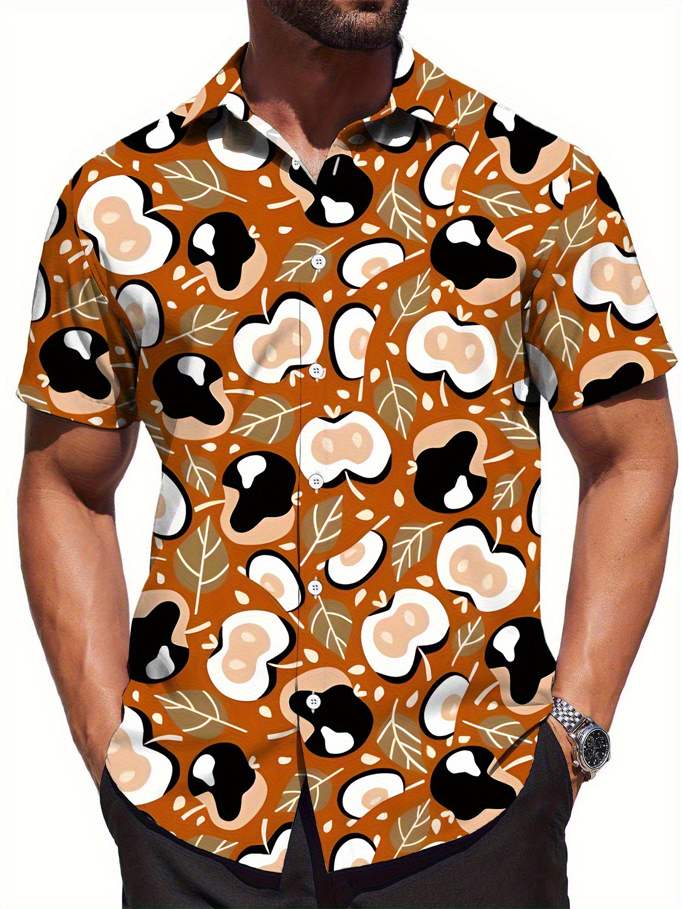 camisa estampada animal print hombre elegante casual Temu