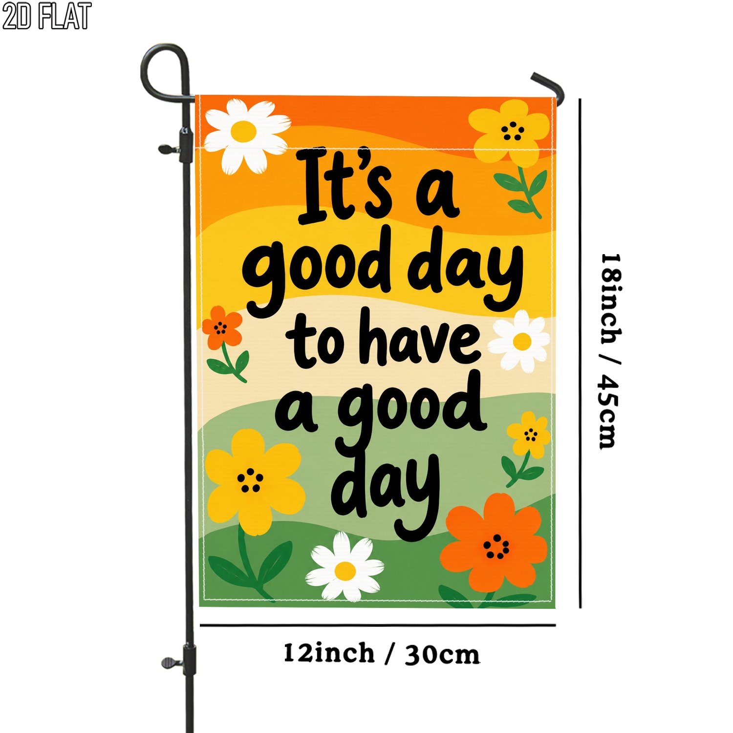 TEMU 2d Flat - 2d Flat - 2d Flat 1pc Flowers Outdoor Garden Flag Orange Flag Pole For Garden Outside Yard Decoration Porch Decoration