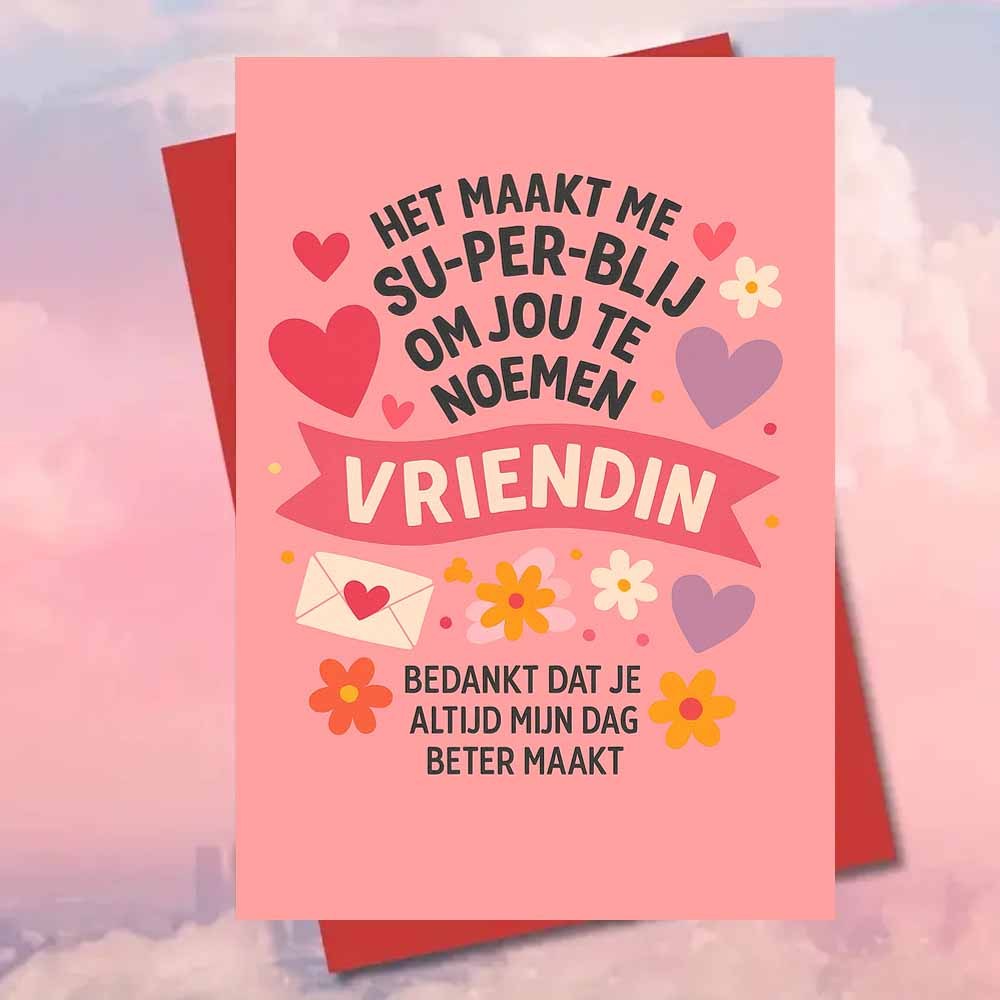 TEMU 1pc A Greeting Card Featuring And Flowers, Designed With Dutch Text To Appreciation For Special Moments. Perfect For , Colleagues, Or As A