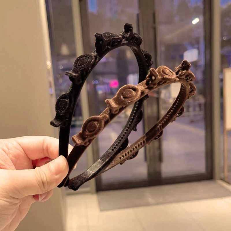 E-shop 2er-Set Damen geflocktes geflochtenes Stirnband, einfache gebrochene Haarspangen-Stirnband, modisches Gesichtswasch-Stirnband