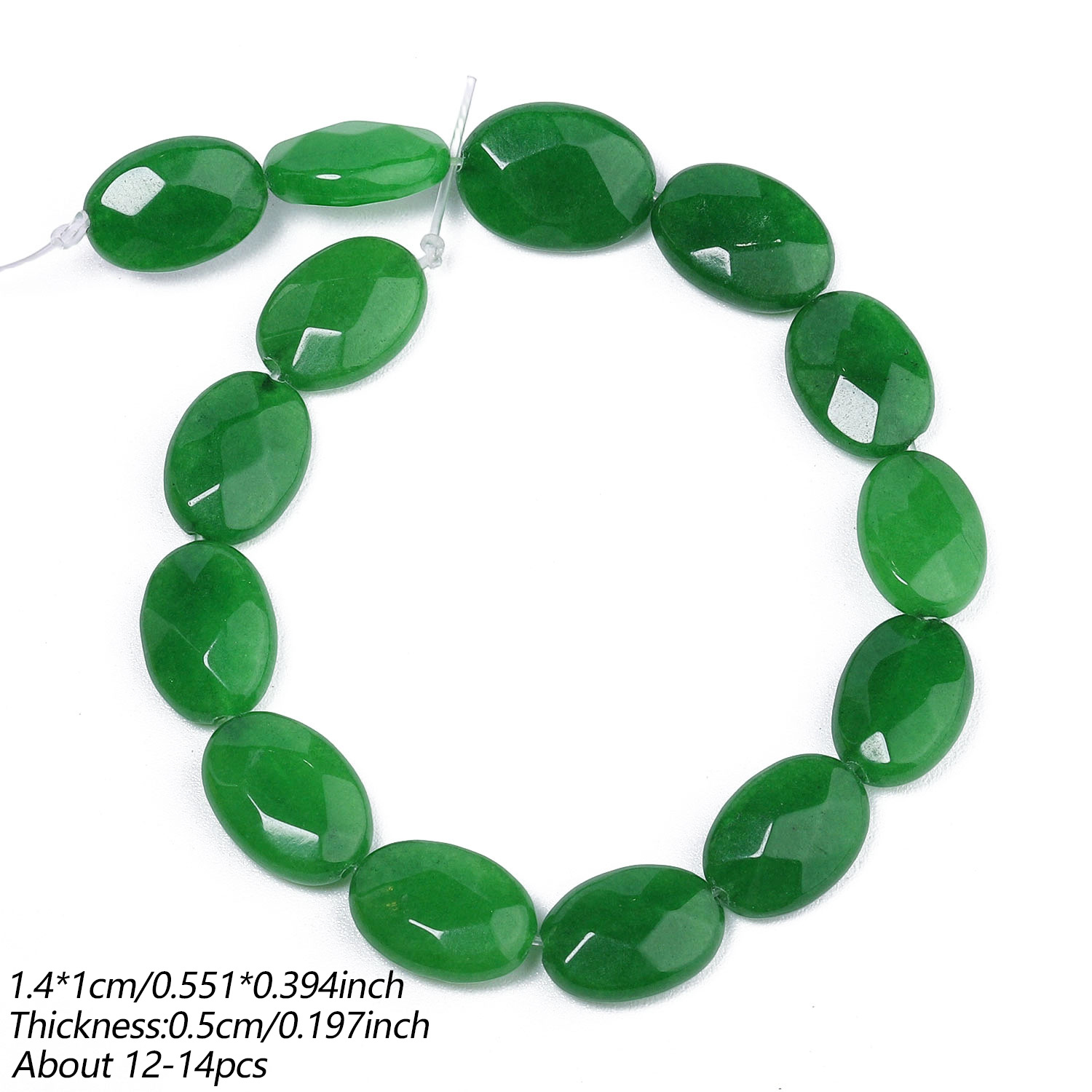 TEMU 10x14mm Natural Stone Oval Green Chalcedony Loose Beads For Bracelets, Necklaces, Earrings, Handicrafts, Jewelry Making Supplies, Women's Gifts