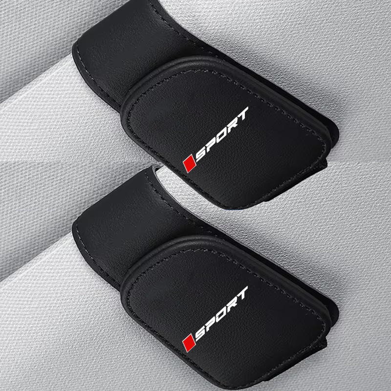 E-shop 2 Stück Magnetische Brillenhalterung für Auto Sonnenblende – Brillenclip aus PU-Leder – Innenraum-Accessoire