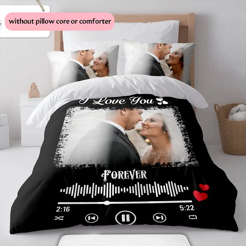 3d picture customization customize your personalized quilt cover couple valentines day wedding anniversary hd picture custom quilt cover bedroom christmas decoration decoration bedding christmas gift 1 duvet cover 2 pillowcase without core 1 Product details 6