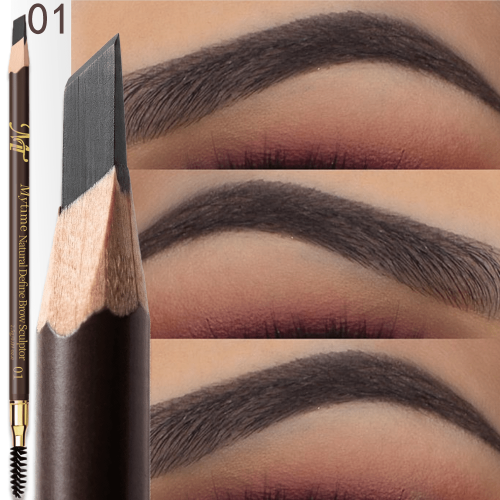 Dark Brown Waterproof Eyebrow Pencil, Medium Brown, Dual-sided Brow Brush, Fine Tip, Shapes, Defines, Brow Makeup - Long Lasting Professional Makeup For Women