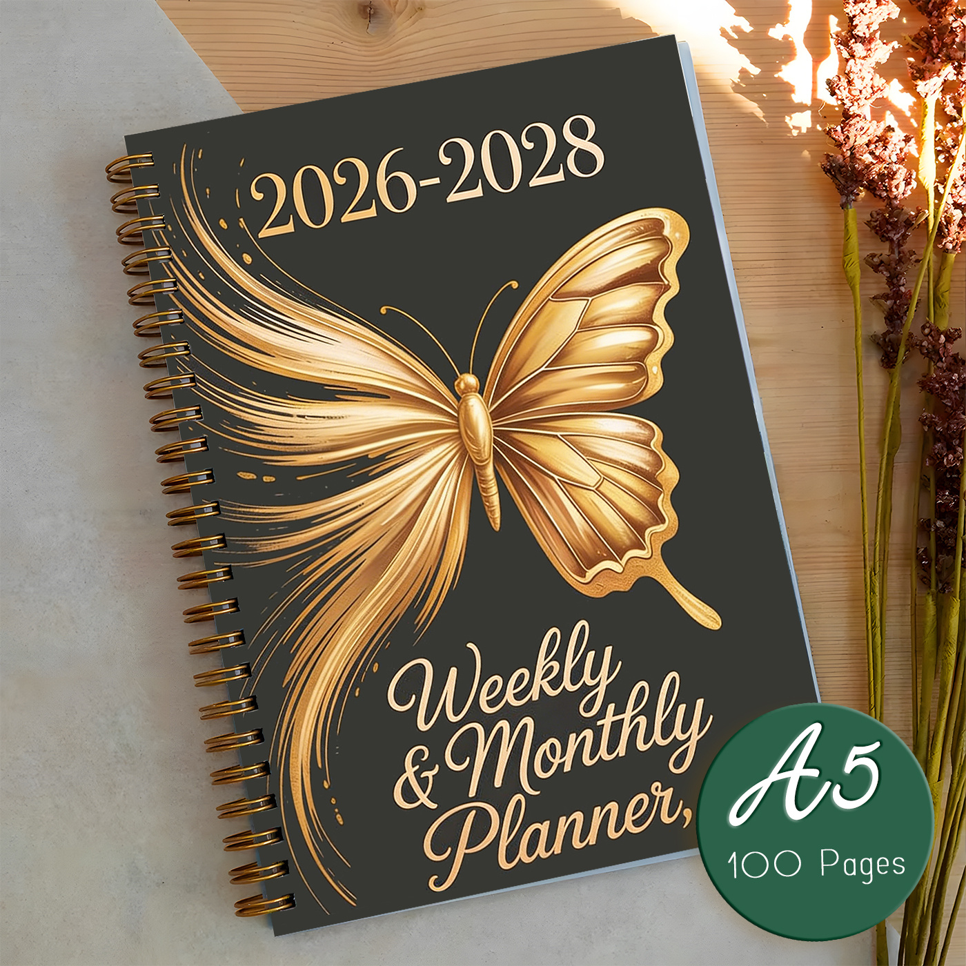 TEMU 1pc 2026-2028 Weekly And Monthly Planner – A5 Spiral-bound Notebook Featuring A 3-year Calendar, To-do List, And Notes, With A High-quality