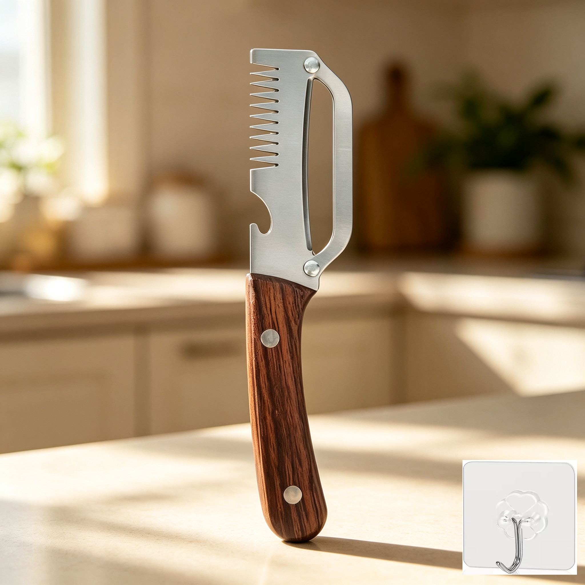 TEMU 2pcs Set: Heavy-duty Stainless Steel Peeler And Hook, Straight Blade . Suitable For Sugarcane, Fruits And Vegetables Peeler/vegetable Peeler.