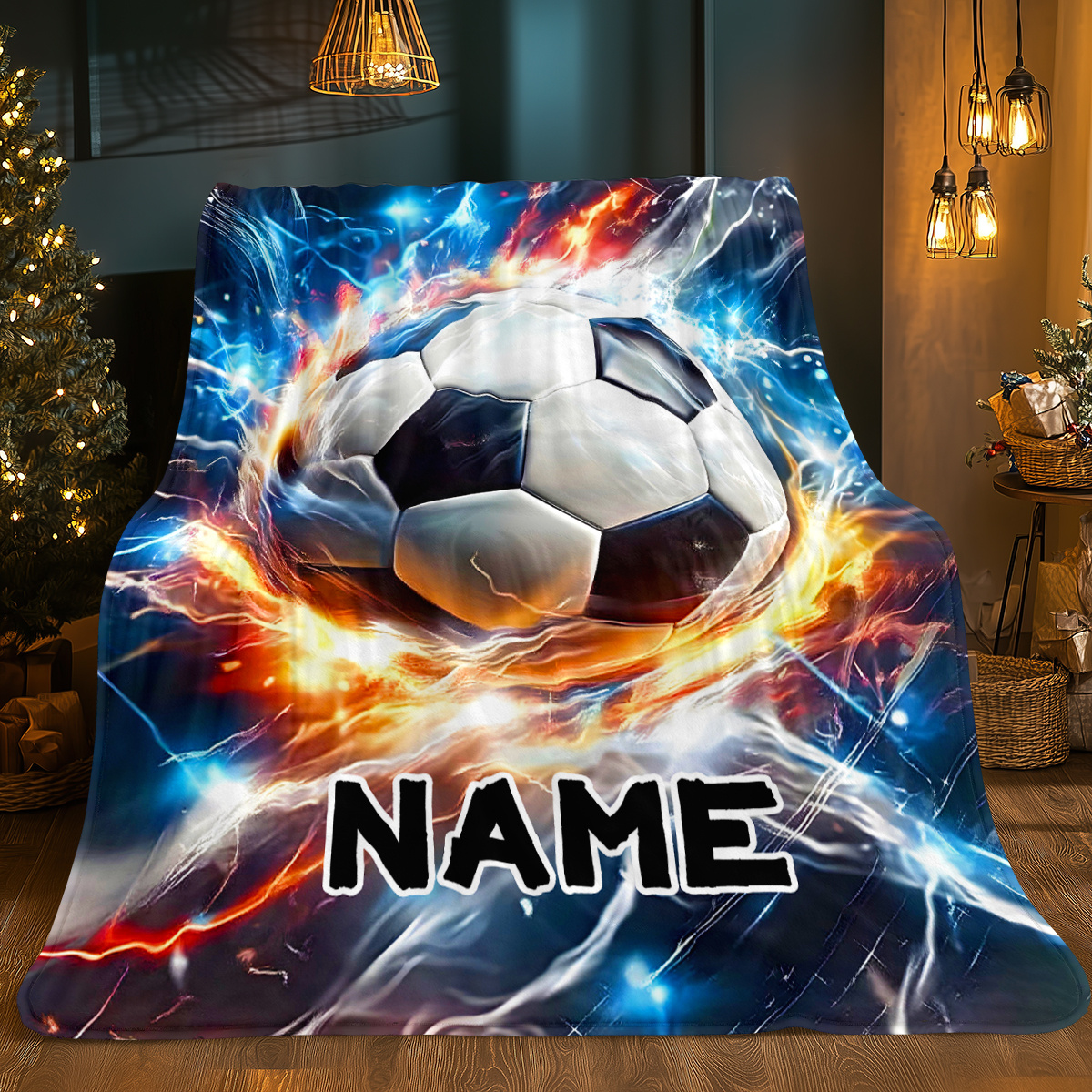 TEMU Custom Name Cool Theme Blanket- Lightweight Flannel Throw For Sofa, Camping, Livingroom, Office, Chair, And Bed - Digital Printing Soft And Warm