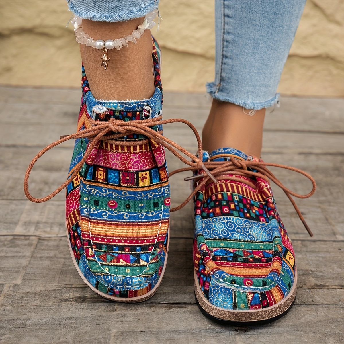 Ethnic Style Women's Breathable Flat Casual Sneakers