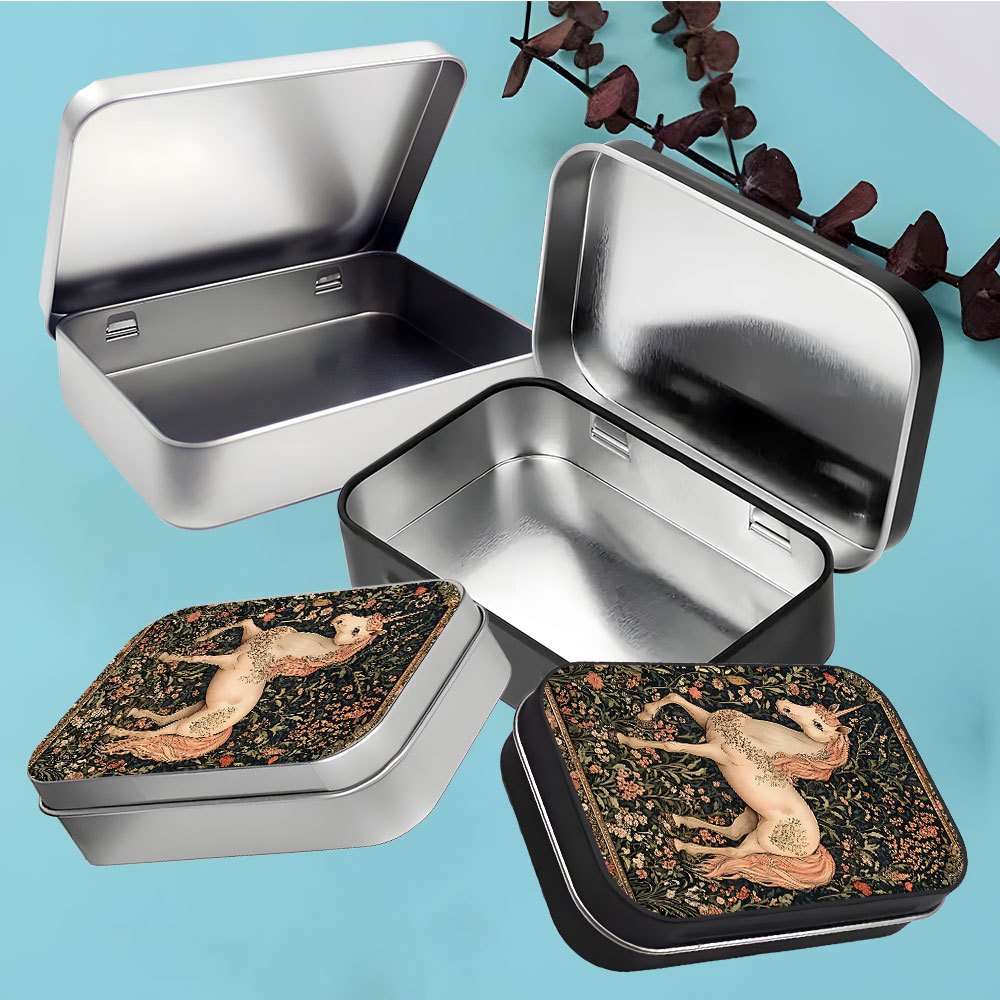 1pc vintage unicorn floral metal tin box snap closure - Temu