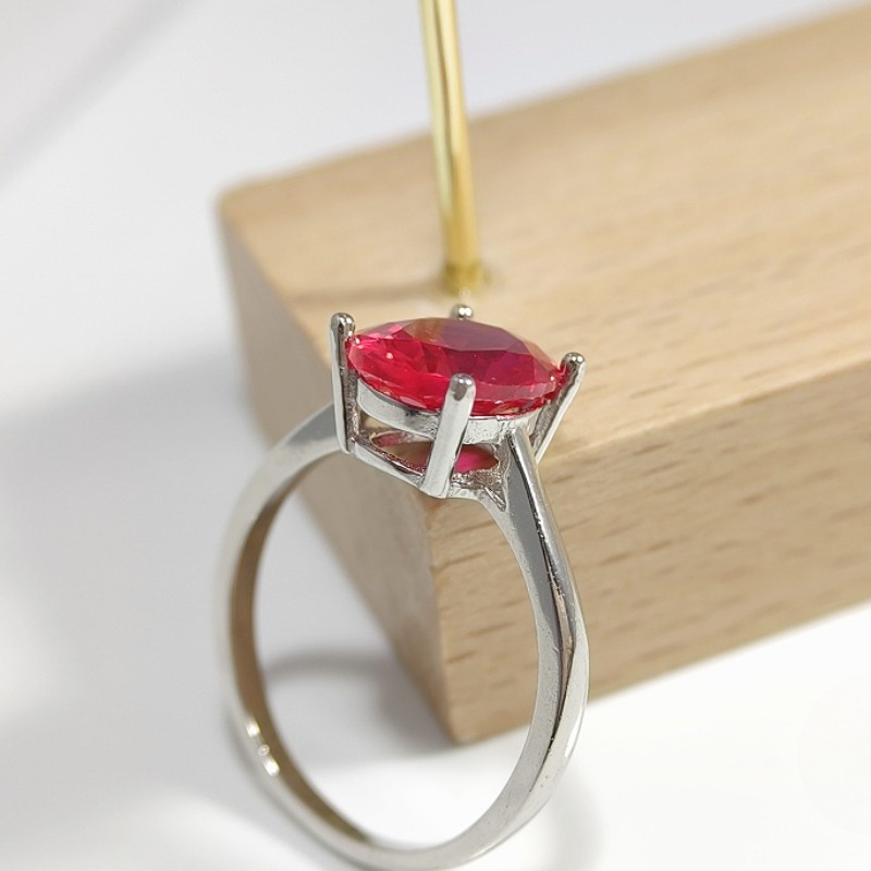 Women's 1 Carat Red Artificial Gemstone Ring, Daily Wear
