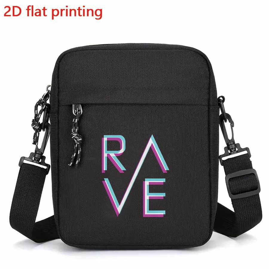 E-shop Herren-Neue tragbare kleine Outdoor-Tasche mit RAVE-Muster-Design-Druck, Umhängetasche mit großem Fassungsvermögen, kleiner Reiserucksack,