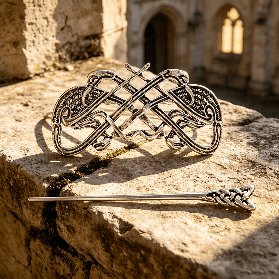 TEMU 1pc Unique Celtic Pattern Hair Stick, Vintage Distressed Hair Ornament, Stylish Retro Hair Decoration, Durable Accessory For Women Daily Wear