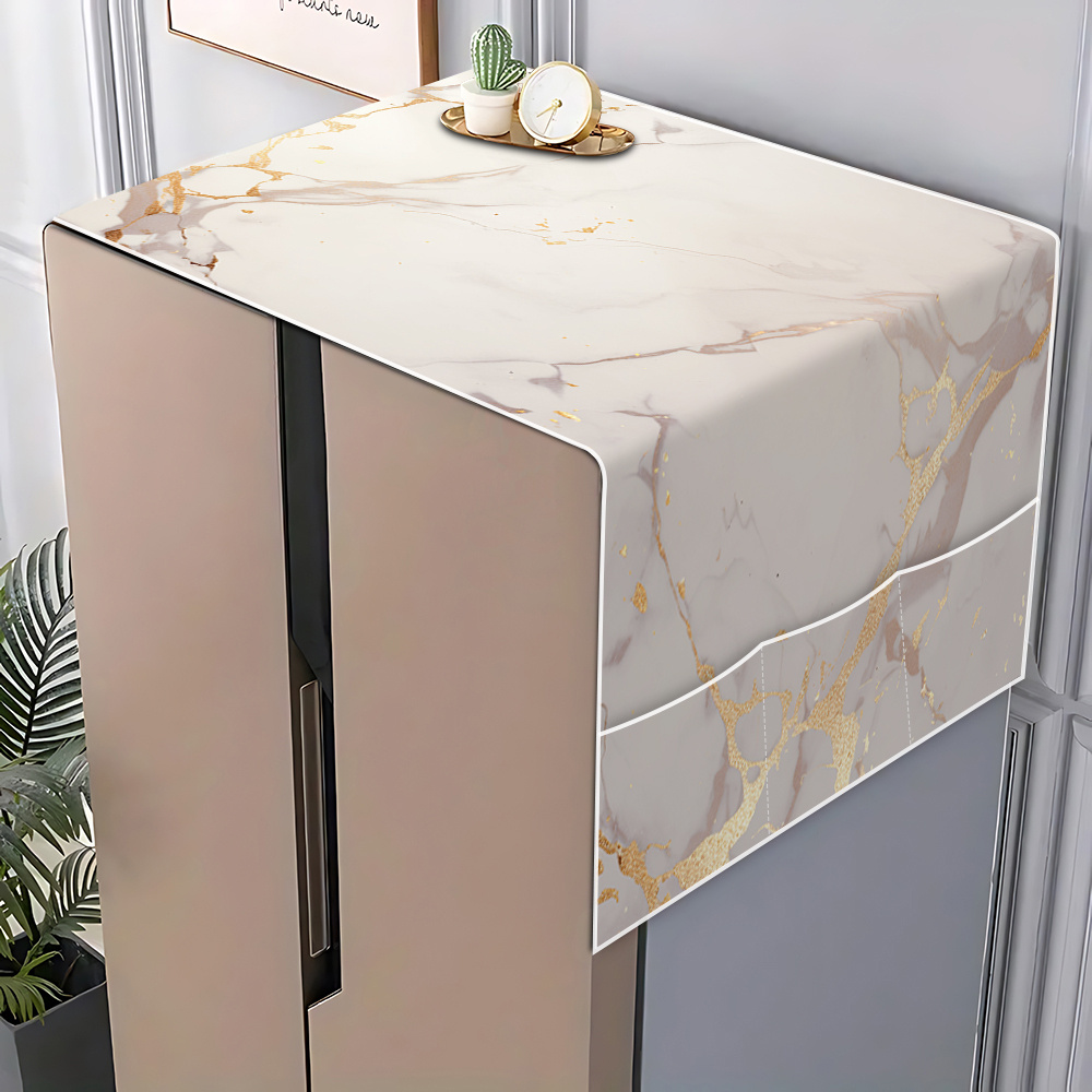 TEMU Copertura per frigorifero 2D piatta con motivo grigio. Copertura per frigorifero con borsa per lo stoccaggio, copertura per microonde, copertura