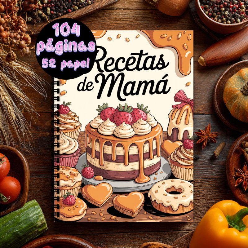 TEMU 1 Libro de Recetas en Español | 1 Cuaderno con Encuadernación en , Tamaño A5, Libro de Colección de Recetas con un Tema de "Recetas " para