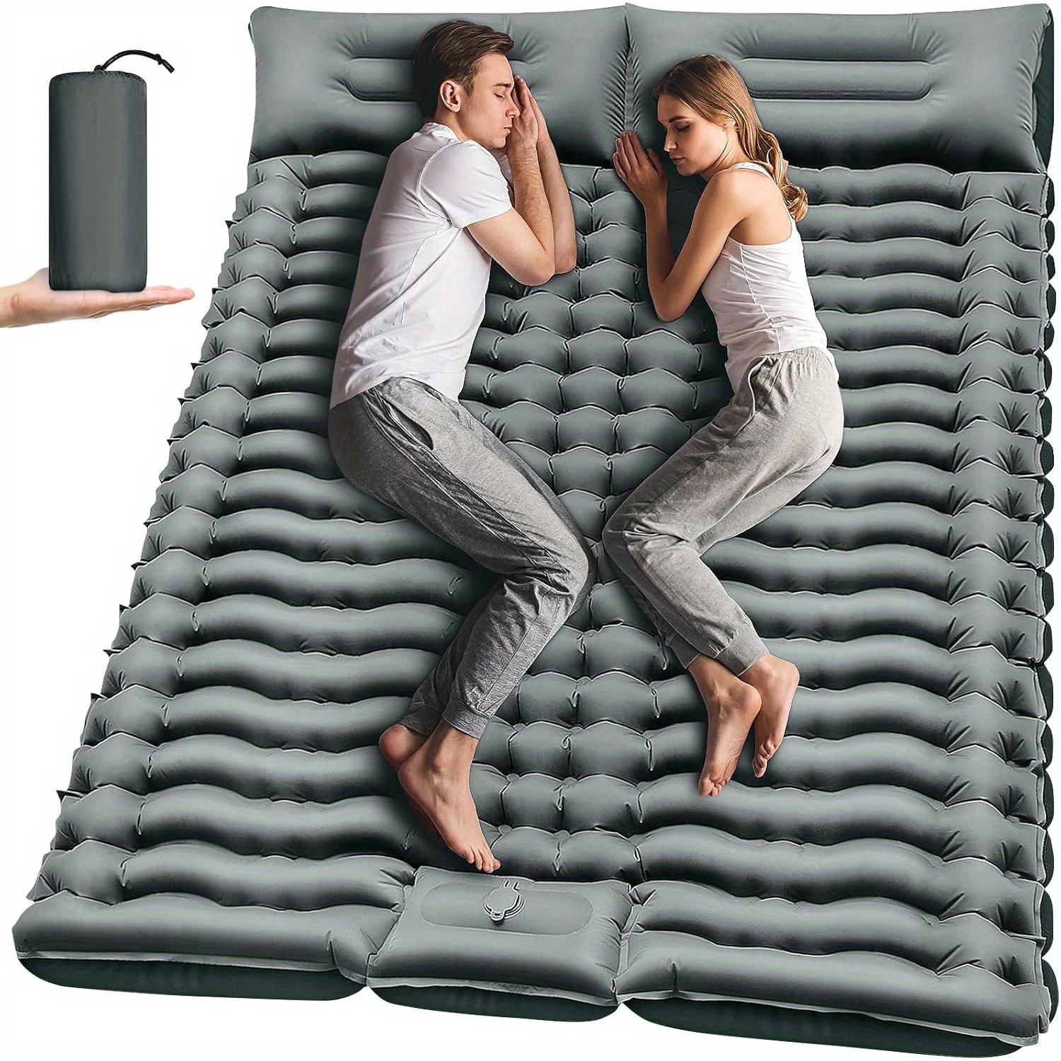 E-shop 2-Personen Selbstauflaufende Schlafmatte – Verdickte Luftmatratze für Camping, Wandern & Reisen mit Tragetasche, ergonomische Unterstützung &