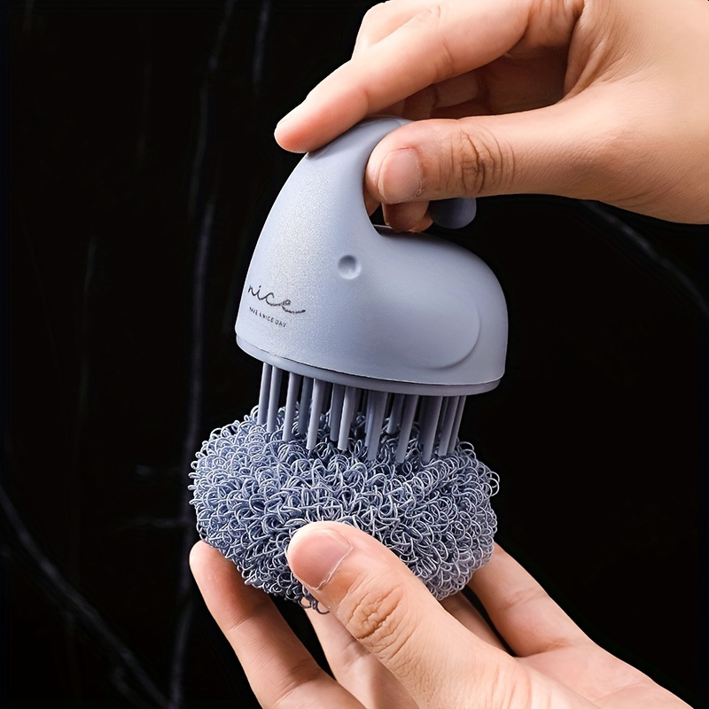 short handle polyester cleaning ball household cleaning brush household kitchen short handle dishwashing brush pot brush unable to remove thread ends details 3