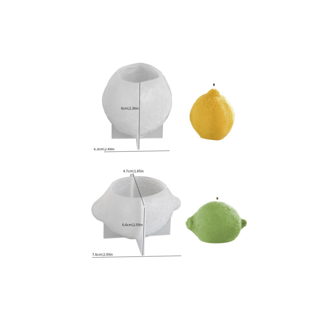 TEMU 2pcs Lemon Silicone Candle Molds, Diy Handmade Fruit Scented Soap Plaster Craft Casting Resin Molds, Candle Epoxy Molds, Home Decor Supplies
