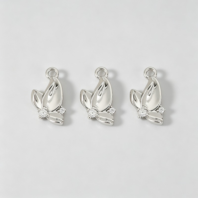 3pc Copper Inlaid Synthetic Zirconia Tulip Pendant Set