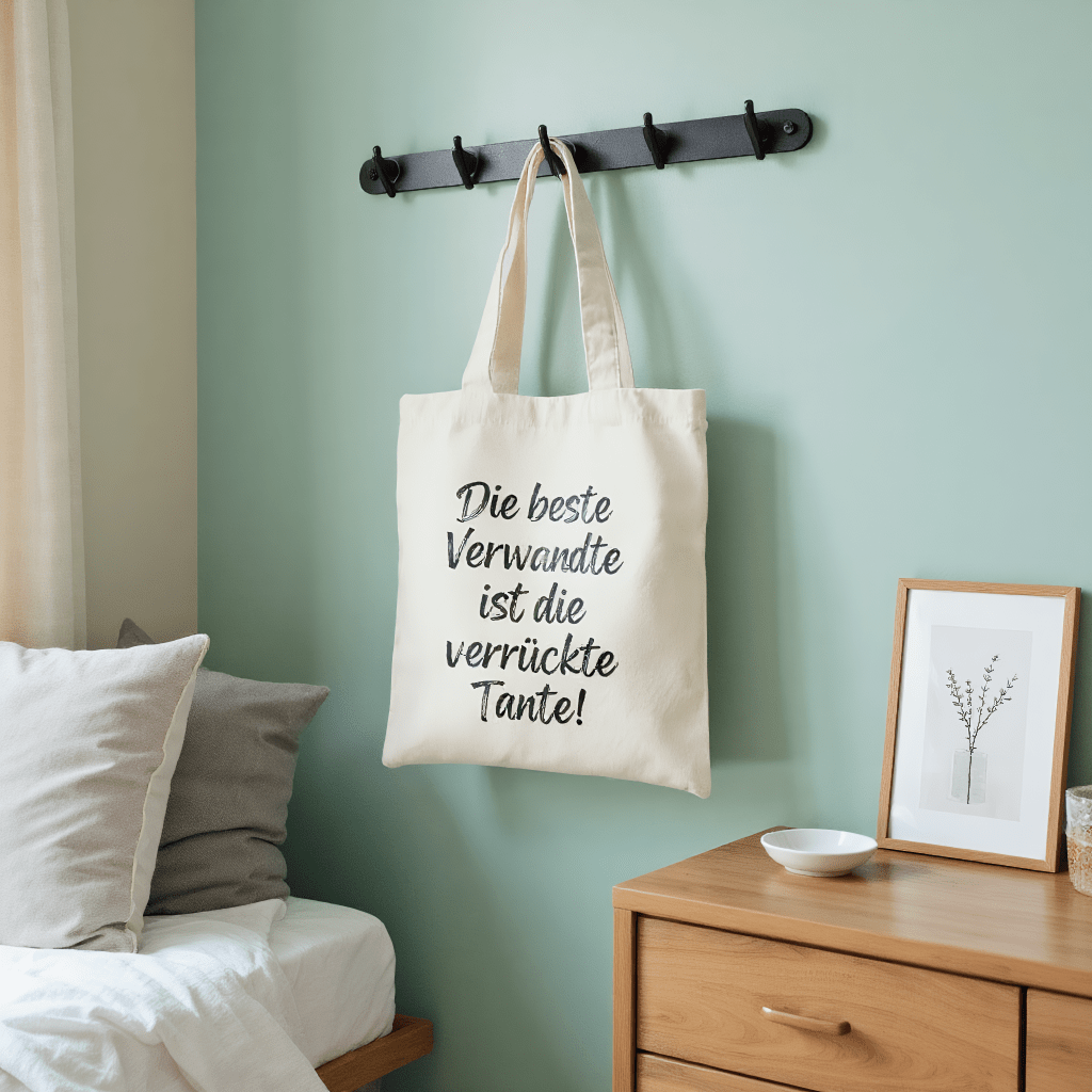 E-shop 1 Tragetasche im deutschen Stil „Die besten Verwandten sind verrückte Tanten!“, Einkaufstasche x 40 cm, multifunktionale bedruckte Handtasche,