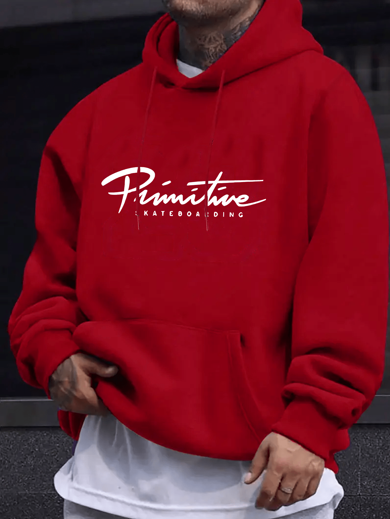 mens red primitive kingdom graphic hoodie cozy fall winter casual sweatshirt with kangaroo pocket long sleeves and drawstring hood sweater hoodie