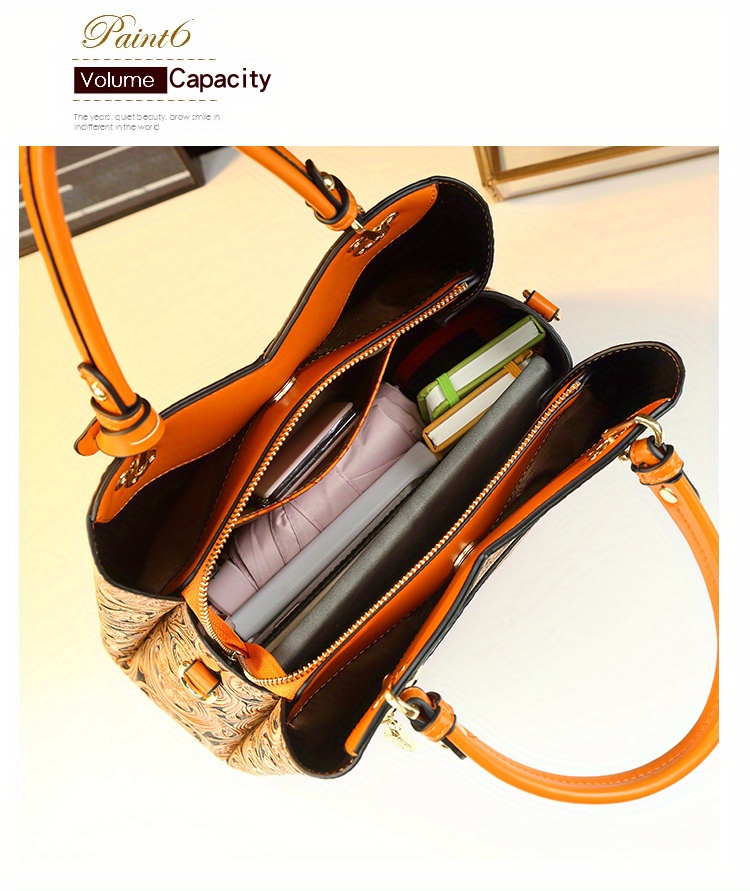 Deep Purple Retro Embossed Handbag on a table