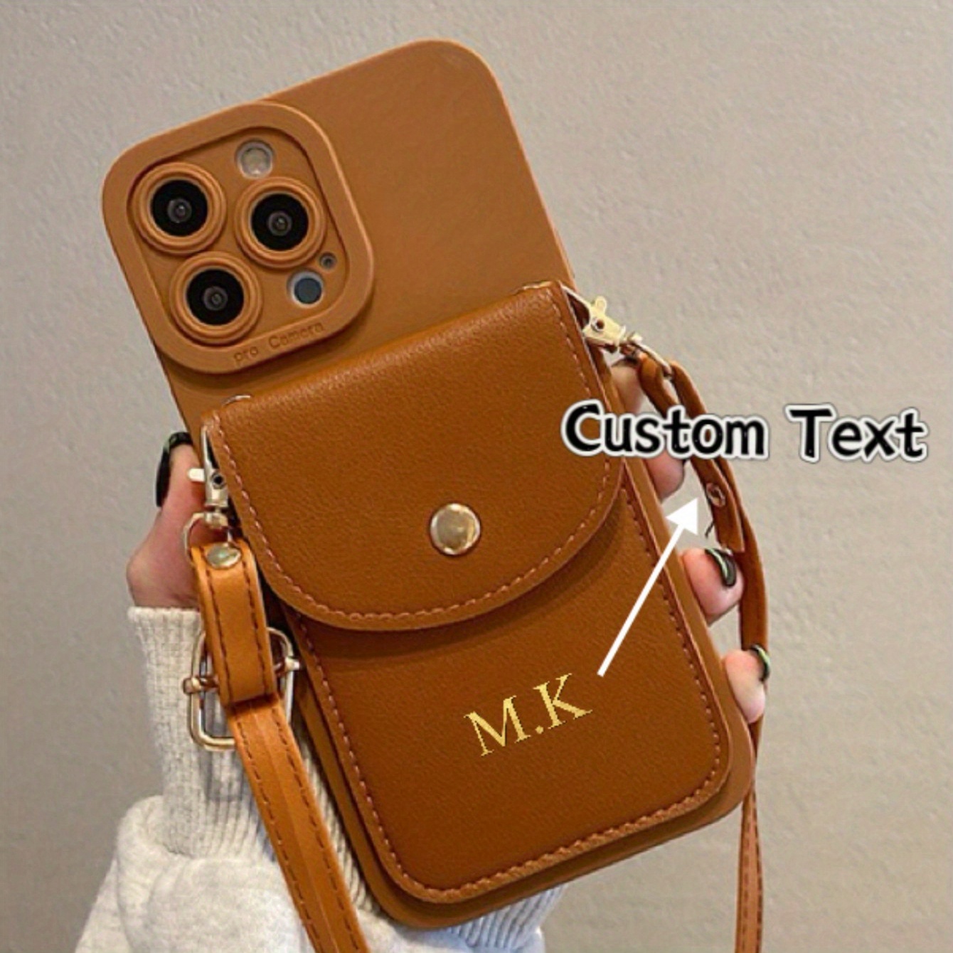 TEMU 1pc Coque de Téléphone Personnalisée avec Bracelet, Lettres Nom, Style Coréen Couleur Unie Antichoc à Chaîne, Lanière Perlée pour iPhone 16 15