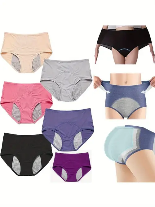 6pcs womens leakproof underwear with pelvic floor support comfortable dry and breathable panties assorted colors beige pink purple light use hand wash only