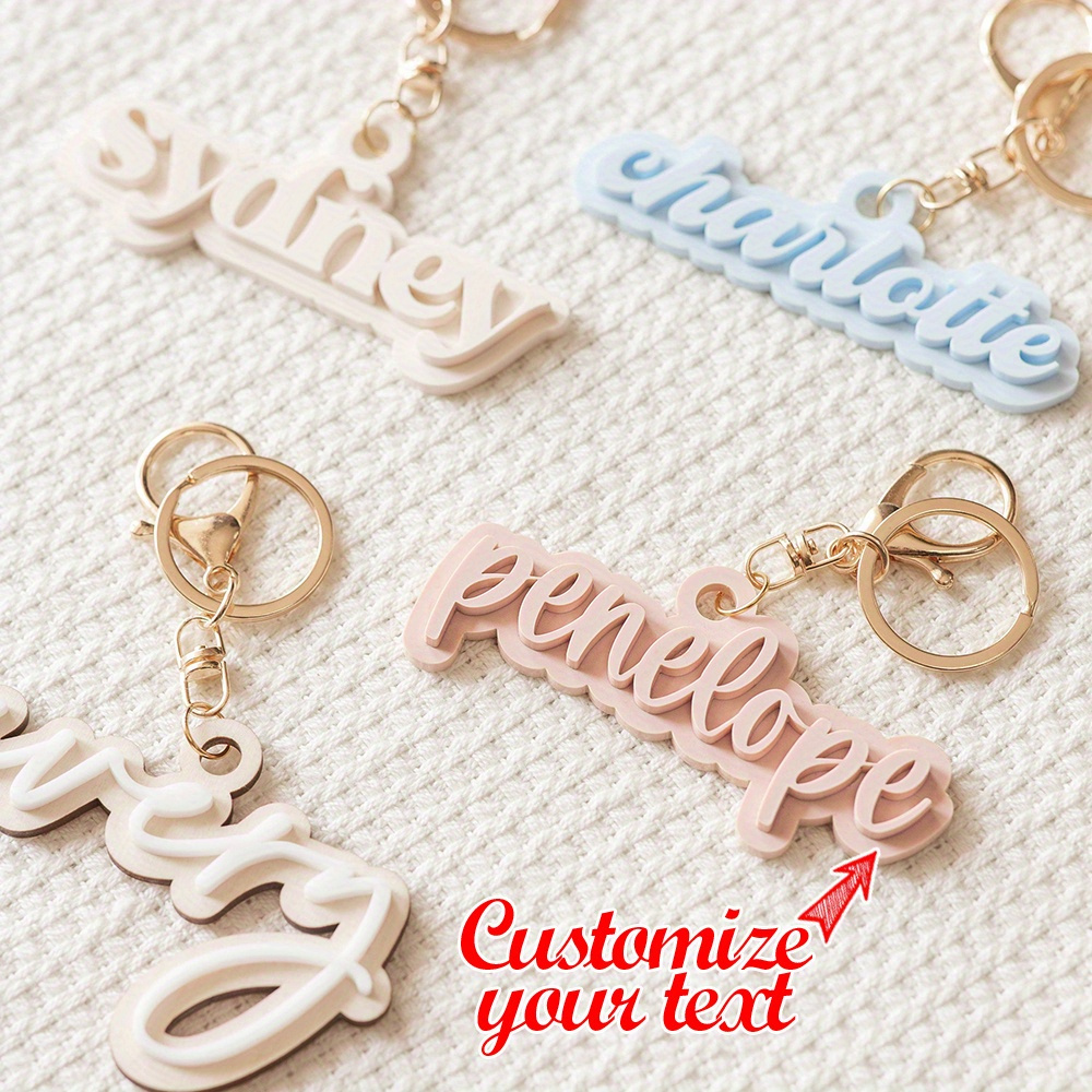 

1pc Personalized Acrylic Keychain With Custom Name, Keyring, Unique Monogrammed Key Tag, With Ideal For Backpacks, Diaper Bags, Luggage, For Birthday, Day, Father's Day, Christmas Gifts