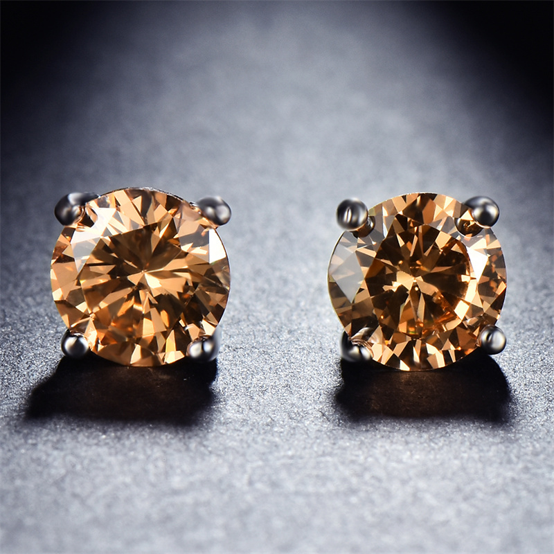 Image of A Pair Of Round-cut -colored Synthetic Zirconia Stud Earrings, Featuring A Vintage Holiday Style Classic, Minimalist, And Suitable For Fashion
