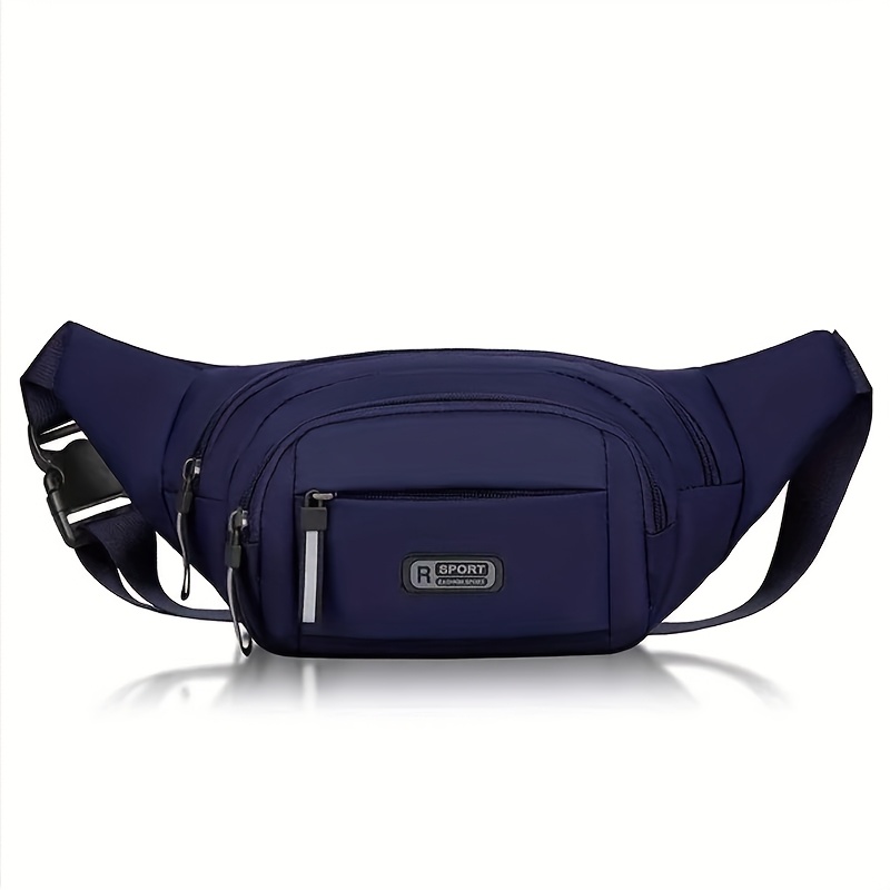 TEMU Large Capacity Adjustable Waist Bag - Heavy-duty Nylon Crossbody Bag With Zipper Closure, Adjustable Strap, Spacious Main Pocket And Smaller